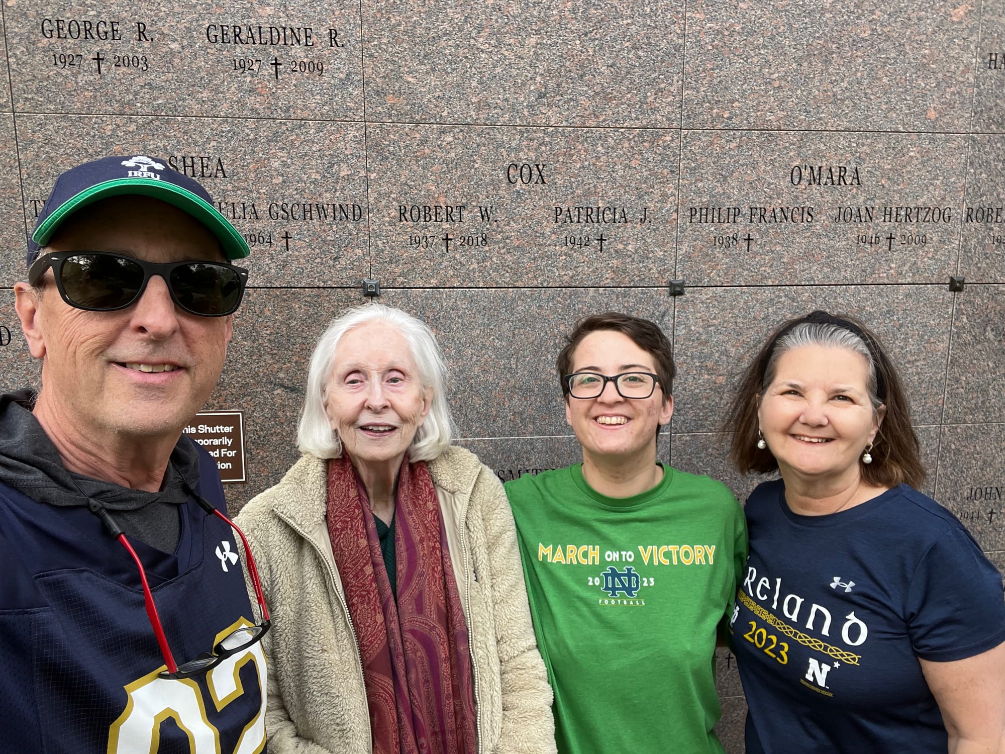 Visiting my Dad at Notre Dame with mom, Micah, Loli